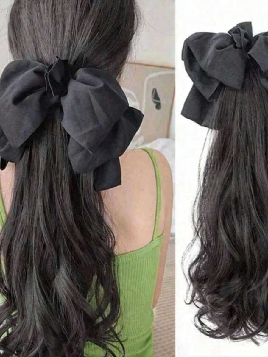 1pc Women's Detachable Extra Large Bow Wavy Hair Clip - Adds Volume, Versatile & Elegant, Essential Hair Accessory For Daily & Dates - Multicolor - View 1