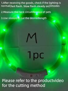 1件/2件 LED可充電發光PVC寵物項圈，3種照明模式，夜間可見，確保寵物安全，適用於小型到大型犬貓，節日氛圍項圈。項圈長度可修剪。本產品非通用尺寸，請在購買前確認產品尺寸，並根據寵物體重調整適用尺寸，以免使用過程中對產品造成損壞 - 彩色 - 查看 33