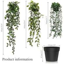 2 Piezas de Plantas Artificiales Colgantes de Vides Falsas, Falso Hiedra Falsa Hojas Vegetación Planta para Decoración de Habitaciones y Oficinas(Cian) - Multicolor - Ver 3