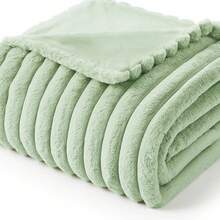 1 bucată de pătură de canapea din blană artificială de iepure, această pătură de pluș adoptă un stil luxos din blană artificială moale și cald, potrivită pentru diverse ocazii, cum ar fi camere de zi, dormitoare și canapele. - Verde salvie mic - Vizualizare 8