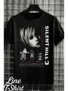 Silent Hill T-Shirt, Video Game, Fantasy, Horror, Geek, Plus Size, Unisex, Men's/Women's, 100% Cotton, Premium Top, Streetwear, New Release, Immediate Shipping, Various Colors!! Plus Size - 黑色 - 查看 1