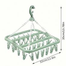 1/2pcs Foldable Plastic Clothes Hanger, 32-Clip Multi-Function Non-Slip Sock Clips Drying Rack - Durable Plastic Laundry Hanger, No Power Needed, Space Saving, Suitable For Home, Bathroom, Dorm, Closet Storage - Multicolor - View 4