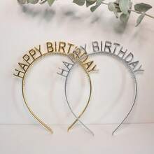 1pc Random Color Plastic Happy Birthday 2026 New Year Party Headband, Photo Prop, Princess Birthday Gift