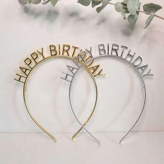 1pc Random Color Plastic Happy Birthday 2026 New Year Party Headband, Photo Prop, Princess Birthday Gift