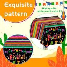zxr Genérico Mantel Fiesta Mexicana Set de 3 Manteles Fiesta Mexicana - Mantel Mexicano para Fiesta Cinco de Mayo y Cinco de Mayo para Decoraciones125 - Multicolor - Ver 2