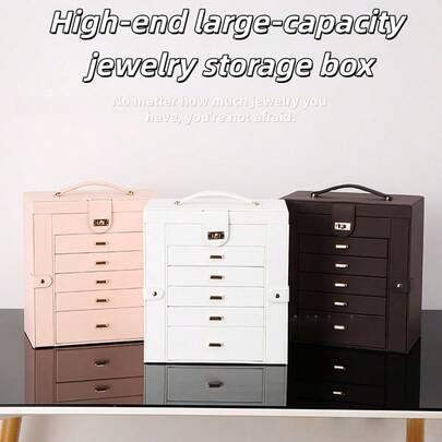 New High-End Dual-Layer Large Capacity Jewelry Storage Cabinet, Ring & Earring Organizer Box For Home Use