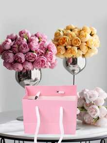 20个迷你粉色带提手礼品袋 - 适合手工爱好者、派对策划师、送礼者，可用于婚礼、生日、派对、手工制作、礼品和珠宝收纳 - 粉色牛皮纸（4x5x2英寸）中小型派对礼品袋 - 彩色 - 查看 11