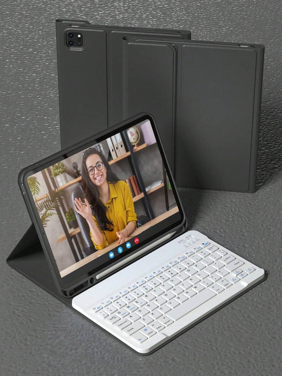 Keyboard Case Compatible With Ipad (A16) 11th Generation 10th Generation, 7th/8th/9th, Air 4th/5th/(M2) 2024 / (M3) 2025, Pro 11 (2018/2020/2021/2022) With PU Leather Cover, Detachable Wireless Keyboard Battery 150mAh & Built-In Pencil Holder English, Black - Black - View 1