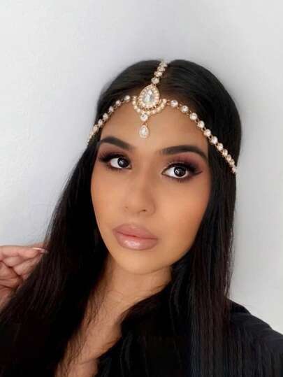 1pc Fashionable Luxury Retro Crystal Hair Chain Hair Accessory, Headpiece For Valentine's Day Valentine's Day Accessories Gift