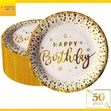 50 Pz Plato Cartón Premium Pastelero Fiesta De Cumpleaños Felicidades 3 - Verde Oscuro - Ver 2