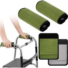 Soft Padded Grip Covers For Folding Wheelchair, Walker, Cane Handles, Mobility Aids (Gray/Pink) - Green - View 10