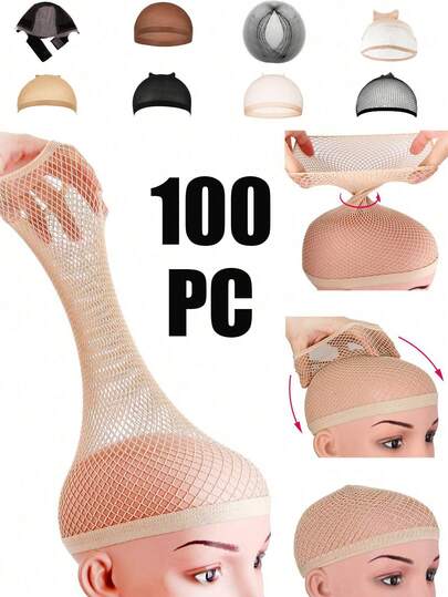 50pcs Unisex Reusable Wig Caps - Lightweight Stretchy Nylon Fishnet Wig Caps, Multipurpose Wig Tools For Daily Wear, Wig Replacement, Travel, Cosplay, Parties And Protective Hairstyles - Breathable Mesh Wig Cap Liner, Creates A Natural Look For Lace Wigs, Full Wigs And Synthetic Hair, Comfortable And Flexible, Suitable For Long Hair, Braids Or Short Hair, Ideal Wig Accessory For Salon Or Home Use, Great For Beginners And Professionals.