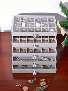 5-Layer 54-Grid Acrylic Jewelry Box, Transparent Jewelry Storage Box, Velvet Drawer Jewelry Box, 54-Grid Large Capacity Jewelry Box, Suitable For Home And Travel, Fade-Resistant Soft Pad Drawer Design, Ladies Accessory Display Box, Jewelry Box With Multiple Drawers - 54 Grid 5 Layers Acrylic - View 3
