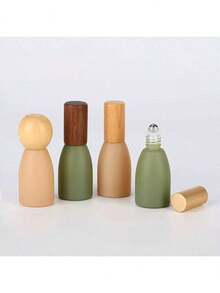 1pc 12ml Morandi Roll-On Perfume Oil Bottle, Wooden Cap Small Portable Refillable Bottle, Walnut/Beech Wood Roller Ball, Suitable For Essential Oils, Mosquito Repellent, Perfume - Multicolor - View 7
