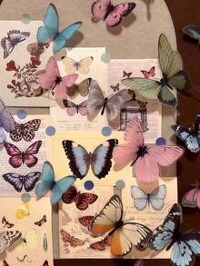 108pcs/Set Colorful 3D PVC Butterfly Decorative Stickers, Suitable For Packaging, Decoration, Selfie, Live Streaming Background, DIY Jewelry Hanging Decor. Wall Decor For Bedroom, Living Room, Home, Dining Room, Hotel, Wedding, Holiday Gifts, Birthday, Graduation, Personal Stickers, School Decor, Dorm Decor, Home Decor, Room Decor, School Supplies - Multicolor - View 9