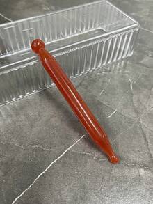 1pc Acupuncture Pen, Facial Reflexology Tool, Trigger Point Massager, Deep Tissue Massager, Pressure Point Massager - Full Body Relaxation Deep Tissue Reflexology Pressure Point Massage Tool, Resin Wax Facial Massage Beauty Bar Tool - Burnt Orange - View 1
