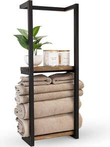 1个双层壁挂式毛巾架，现代金属壁挂式毛巾架 - 多功能浴室收纳架，易于组装，节省空间，适用于家庭、卧室，可收纳毛巾、手巾、浴巾等浴室用品。 - 彩色 - 查看 6