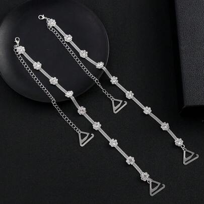 Minimalist Fashionable Flower Faux Pearl Rhinestone Metal Adjustable Off Shoulder Strap, Bridal Dress Accessories