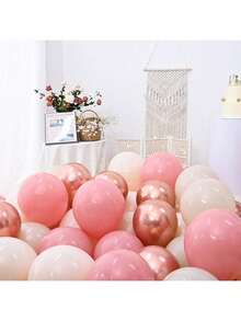 35 piezas de globos de látex en colores rosa dorado, rosa, beige y blanco con acabados brillantes y metálicos. Son adecuados para cumpleaños, bodas, compromisos, despedidas de soltera, eventos de revelación de género y baby showers. Estos globos se pueden usar para decoraciones de fiestas DIY o como accesorios para fondos fotográficos. - Retro rosa y blanco - Ver 4