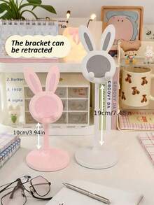 1 pièce Support de téléphone de bureau réglable mignon en forme de lapin - Support de téléphone lapin kawaii, convient aux étudiants, support de téléphone stable et paresseux, accessoire de bureau - Multicolore - Voir 4