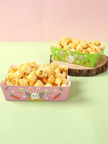 12个复活节主题一次性纸盘，彩色可爱兔子图案零食托盘，一次性食品容器，饼干烘焙托盘，爆米花盒，复活节快乐装饰品，复活节装饰品，复活节兔子主题生日装饰品，复活节派对用品，复活节家居装饰，厨房装饰，餐具装饰，复活节礼物，婴儿派对装饰，春季露营用品 - 復活節 - 查看 6