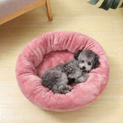 La Cama Para Perros y Gatos Es Cálida En Invierno y Adecuada Para Las Cuatro Estaciones. La Cama Redonda Es De Color Rosa