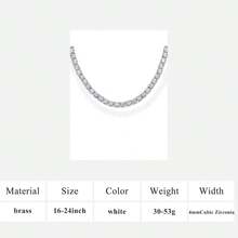 MDFUN 18K White Gold Plated Tennis Necklace | 4.0mm Round Cut Cubic Zirconia Simulated Diamond Tennis Chain, Unisex - White - View 13