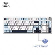 AULA Bàn phím cơ không dây F99 Pro, 3 chế độ kết nối, 99 phím, switch Cherry OEM, pin dung lượng lớn 8000mAh, switch có thể thay nóng, thiết kế gắn gioăng, núm điều khiển đa phương tiện, đèn nền RGB, keycap PBT, phù hợp cho chơi game PC và sử dụng văn phòng. - Nhiều màu - Xem 21
