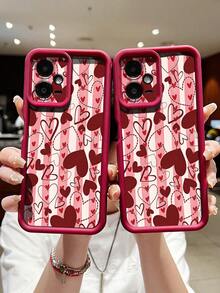 1个时尚简约情人节条纹红心图案软TPU防震防滑手机壳，适合作为礼物送给朋友、家人、情侣，也适合生日、节日、表白等场合，兼容三星和红米手机。 - 彩色 - 查看 2