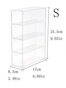1pc Transparent 4-Grid Drawer Style Fashion Glasses/Eyeglasses Storage Box, Dust-Proof Stackable Accessory Organizer - Clear - View 4