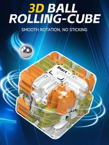 1个儿童迷宫魔方益智玩具，早期感官玩具，解压玩具，逻辑思维、空间感知和脑力训练玩具，益智游戏，3D迷宫拼图玩具，便携式儿童玩具，适合亲子互动和多人对战。也适合多动症成人和教育用途。是男孩女孩生日、圣诞节和复活节的理想礼物。 - 彩色 - 查看 11