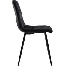 Dining Chair (4 Pcs), Black, Set Of 4 Upholstered Designer Chairs With Backrest, Velvet Seat, Metal Frame - Black - View 9