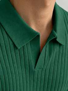 Áo len nam dài tay, màu trơn, cổ bẻ, kiểu dáng đơn giản và dễ phối đồ. - Màu xanh lá cây đậm - Xem 5