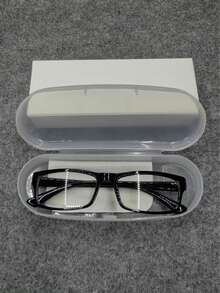 1副女士极简方形塑料框透明镜片眼镜 - 黑色套裝 - 查看 9