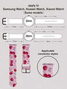 1pc Soft Elastic Breathable Pastel Heart, Cherry, Bow Design Replacement Wristband Strap For Apple Watch 38mm 40mm 41mm 45mm 44mm 42mm 49mm, Fashionable Casual Multi-Color Silicone Watch Band Compatible With Apple Watch Ultra Series, S10/SE/9/8/7/6/5/4/3/2/1 Smartwatch Accessories - Multicolor - View 12