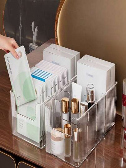 1/2 件装透明亚克力面膜收纳盒多隔层护肤品收纳盒梳妆台化妆品收纳盒大容量家居宿舍收纳盒完美节日礼物