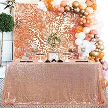 QueenDream 60x102 Inch sequin tablecloth for wedding and party decor-Silver(335.3 x 228.6 cm (Rectangular) Oro rosa) - Multicolor - Ver 3