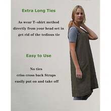 Japanese Aprons Plus Size Smock For Women With Pockets Cross Back Pinafore Dress Apron BaFKing CooFKing Gardening,3X-Large,FArmyssGreen - Quân đội Xanh - Xem 5