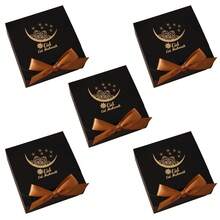 5pcs Eid Al-Fitr Mubarak Decorative Gift Box With Gold Stamping Star Moon Design - Luxury Paper Gift Box With Bow For Eid Mubarak Islamic Holiday Gifting, Family Celebrations And Event Decoration