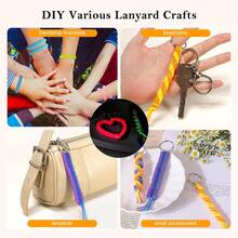 PP OPOUNT Lanyard String Kit For Christmas Crafts \U2013 15 Plastic Gimp Strings With 40 Keychain Accessories &Amp; Instructions, DIY Bracelets Keychains Christmas Gift Craft Set(Solid\/Glitter\/Laser Colors) - 18 SolidGlitterLaserGlow In Dark - View 6