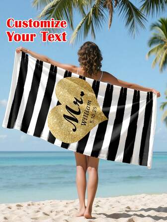 Anpassad strandhandduk för herr och fru - Parhanddukar anpassade för fru och make, tillverkade av lätt supermjuk fiber, perfekt för singelfester, bröllop och sommarunderhållning. Handdukar kan anpassas.