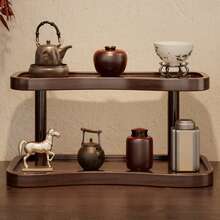Walnut Desk Organizer Shelf Modern Multiuse 2 Tier For Pantry Bedroom Office - Redwood - View 8