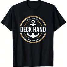 Deckhand Sailor - Yacht Crew Shirt, Sailing Apparel, Men's T-Shirts, 100% Cotton, Sizes S-5XL - 黑色 - 查看 1