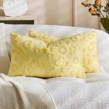 1个/2个情人节爱心压纹装饰枕套（不含枕芯），双面荷兰亚麻布面料，方形抱枕套，节日家居装饰枕，柔软天鹅绒面料，现代风格，适用于沙发、卧室、宿舍 - 黃色 - 查看 10