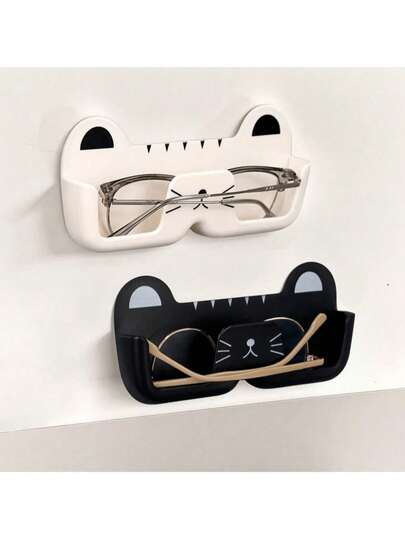 1/2pcs Wall-Mounted Fashion Glasses Storage Rack, Cute Cat Shaped Fashion Eyeglass Holder, Space-Saving Glasses Display Stand, No Drilling Needed Eyewear Organizer For Entryway, Living Room, Bedroom, Bathroom, Office, Dorm. Home Decor.