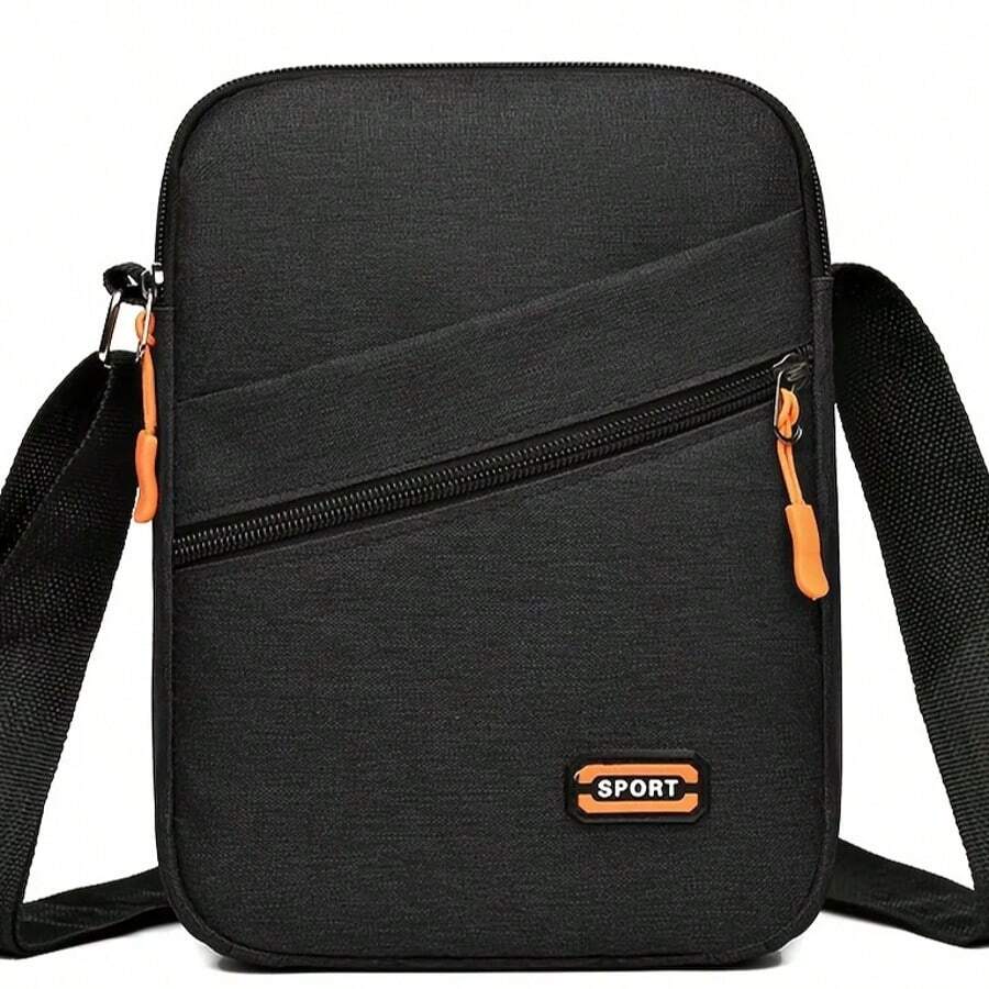 Sports And Leisure Nylon Crossbody Bag - Adjustable Shoulder Strap, Multiple Zipper Compartments, Solid Blue Color For Business And Daily Use, Secure Zipper Closure, Durable Construction, Travel Accessory, Stylish Design, High-Quality Material, Compact Backpack, Urban Lifestyle, Suitable For Men And Women, Best Christmas Gift - 黑色 - 查看 1