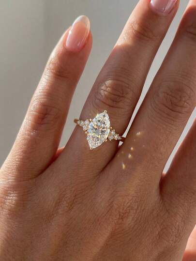 1 pieza Anillo de plata de ley 925 con circonita cúbica, diseño único, perfecto para bailes, reuniones y fiestas - Un regalo de joyería refinado para damas elegantes