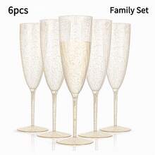 PUREDOVE 2/6/12pcs Plastic Champagne Flutes - Gold Glitter Champagne Glasses Reusable - Perfect For Thanksgiving, Weddings, Birthday, Bridal Showers - 金色 - 查看 9