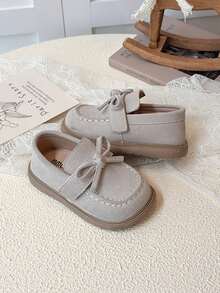 2026 Spring New Girls Shoes, 1 Pair Comfortable Flat Shoes For Baby Girls, Bow Decor Cute Infant Toddler Shoes, Fashionable Baby Outdoor Flat Shoes, Soft & Durable Casual Shoes - Beige - View 5