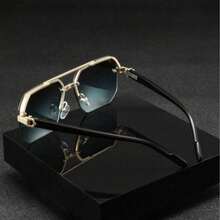 1 pieza Gafas de moda de metal con puente doble de estilo retro, versátiles para todas las estaciones - Multicolor - Ver 6